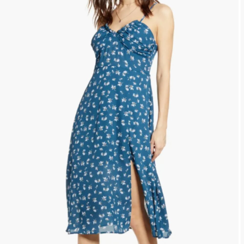 Row A Shirred Bustier Bodice Midi Sundress